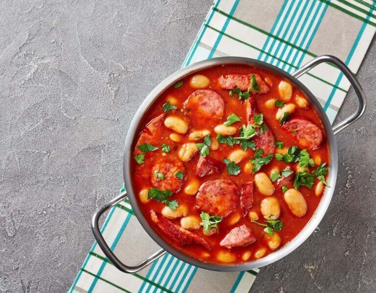 Peeled Fava Beans with Lebanese sujuk